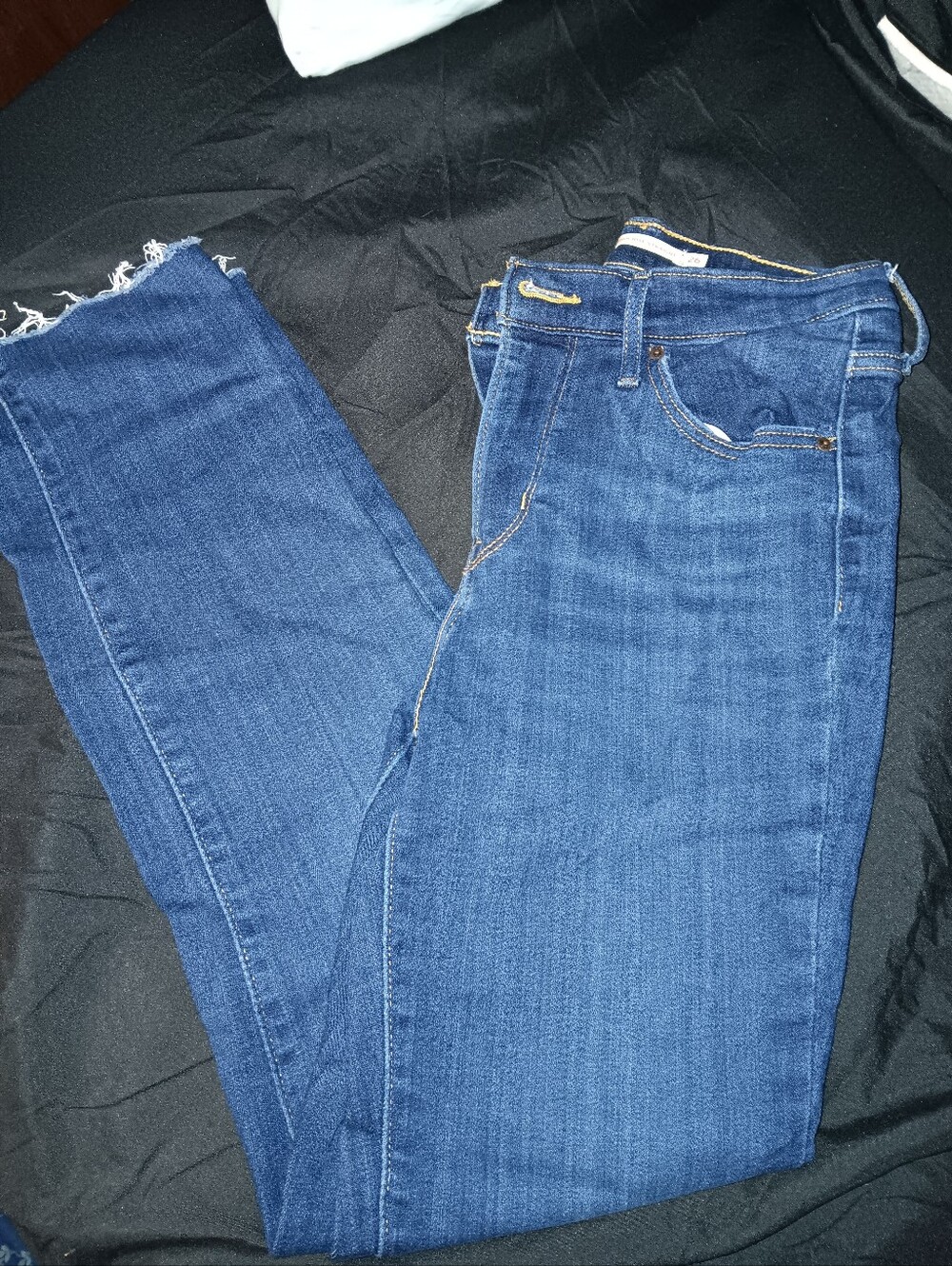 Levi's High Rise Straight Jeans In Dark Wash